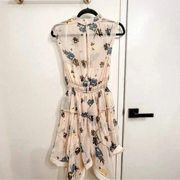 Self-Portrait pink floral ruffle tiered mini dress size 4 - Picture 11 of 13